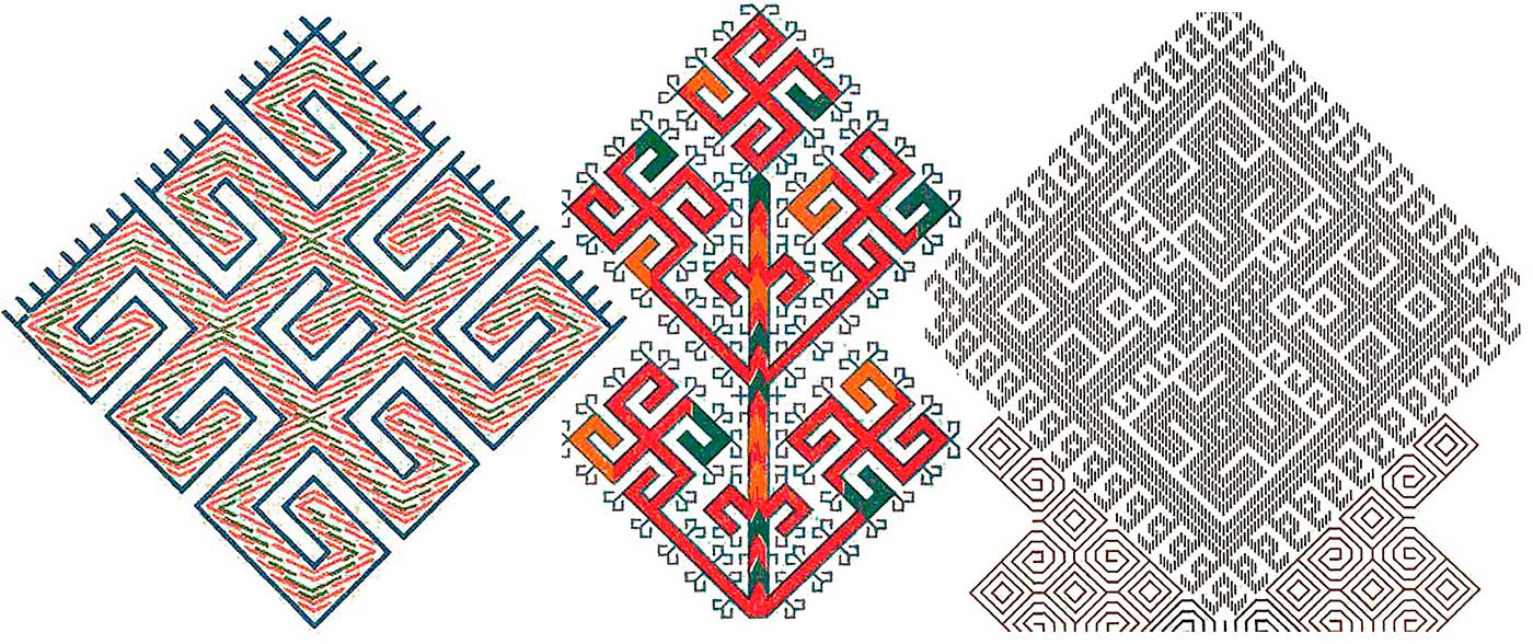 Элементы вышивки на мордовских изделиях