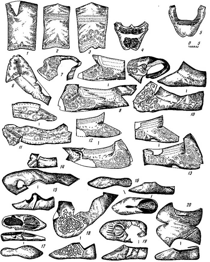 Древнерусская орнаментированная обувь (составлена М.А. Сабуровой)